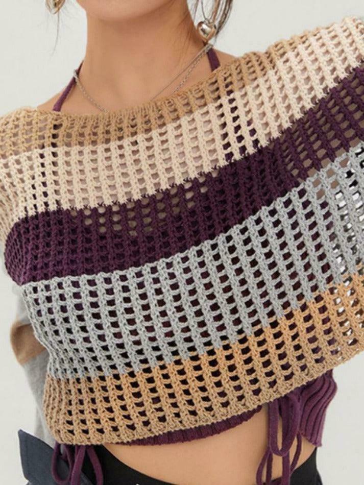 Colorful Stripe Patchwork Crochet Top - Y2K Fashion Aesthetic - Coquette Grunge Outfits Colorful Stripe Patchwork Crochet Top - Y2K Fashion Aesthetic - Coquette Grunge Outfits