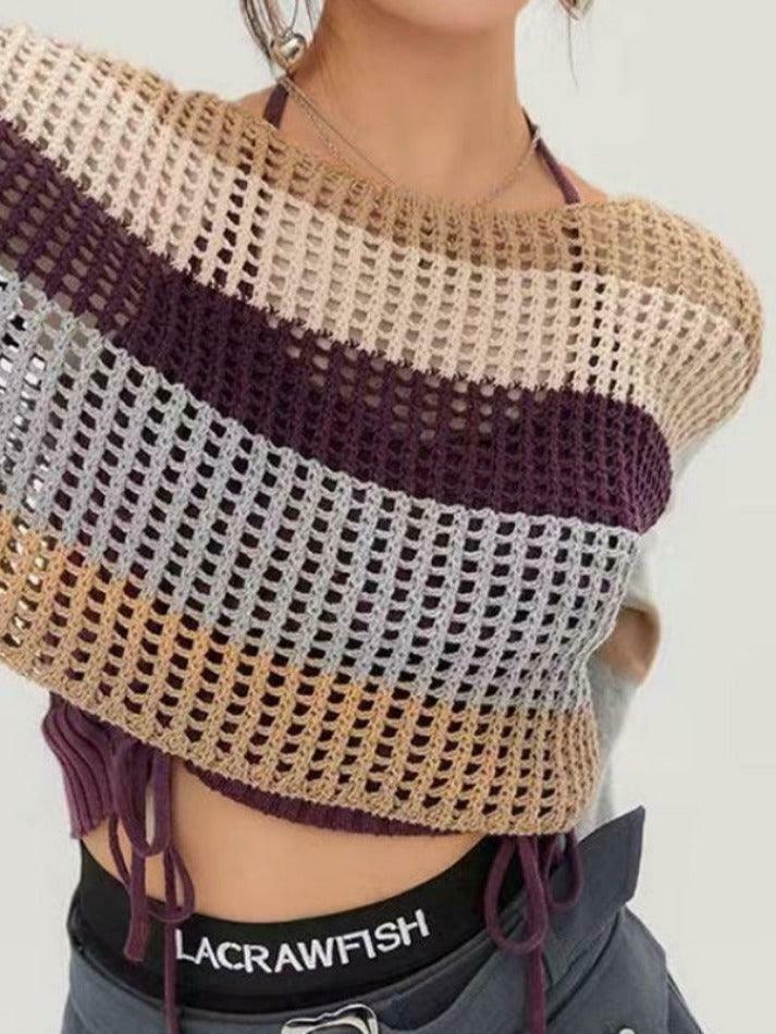 Colorful Stripe Patchwork Crochet Top - Y2K Fashion Aesthetic - Coquette Grunge Outfits Colorful Stripe Patchwork Crochet Top - Y2K Fashion Aesthetic - Coquette Grunge Outfits