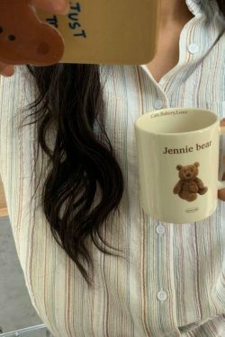 Colorful Stripe Print Button-Up Shirt for Y2K Fashion Enthusiasts