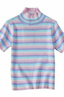 Colorful Striped Crop Top for Y2K Fashion Enthusiasts - Coquette Aesthetic with a Pop of Color