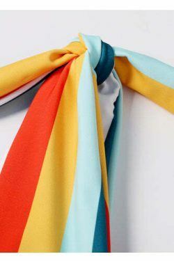 Colorful Striped Cutout Swimsuit with Ties - Y2K Fashion Statement for Women