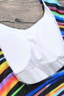 Colorful Striped Tied Swimsuit for Y2K Fashionistas: Coquette, Grunge, and Pastel Goth Aesthetics