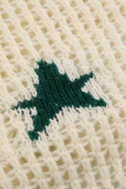 Contrast Color Star Crochet Top: Y2K Fashion Smock - Coquette Aesthetic, Grunge Style, Cute Tops