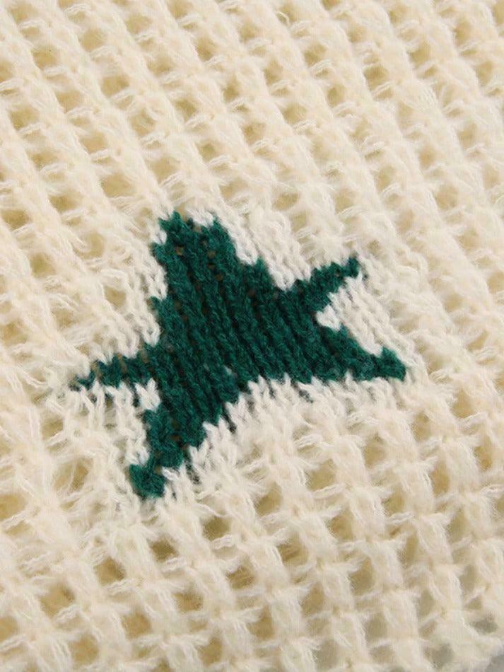 Contrast Color Star Crochet Top: Y2K Fashion Smock - Coquette Aesthetic, Grunge Style, Cute Tops Contrast Color Star Crochet Top: Y2K Fashion Smock - Coquette Aesthetic, Grunge Style, Cute Tops