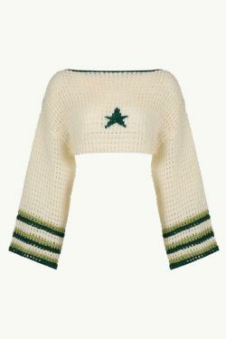 Contrast Color Star Crochet Top: Y2K Fashion Smock - Coquette Aesthetic, Grunge Style, Cute Tops