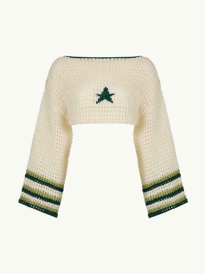 Contrast Color Star Crochet Top: Y2K Fashion Smock - Coquette Aesthetic, Grunge Style, Cute Tops Contrast Color Star Crochet Top: Y2K Fashion Smock - Coquette Aesthetic, Grunge Style, Cute Tops