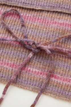 Contrast Color Striped Square Neck Knit Top - Y2K Fashion Aesthetic for Women