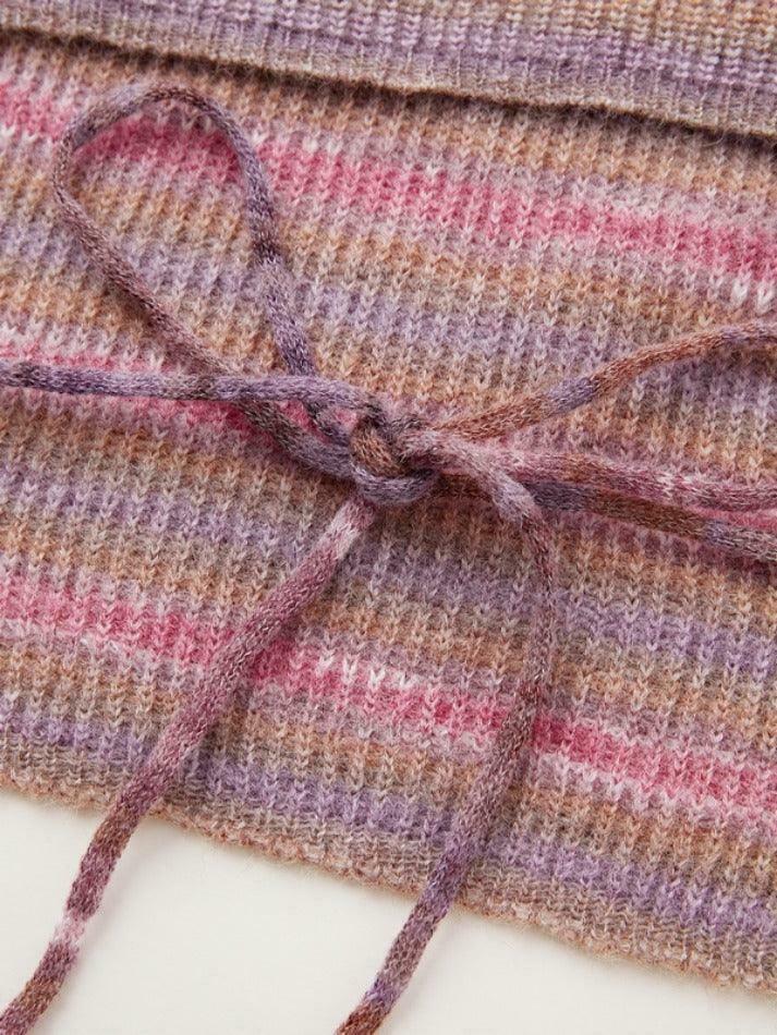 Contrast Color Striped Square Neck Knit Top - Y2K Fashion Aesthetic for Women Contrast Color Striped Square Neck Knit Top - Y2K Fashion Aesthetic for Women