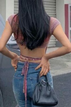 Contrast Color Striped Square Neck Knit Top - Y2K Fashion Aesthetic for Women