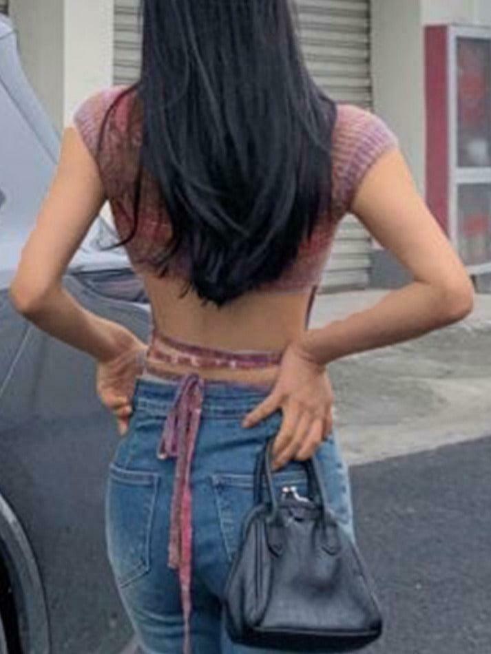 Contrast Color Striped Square Neck Knit Top - Y2K Fashion Aesthetic for Women Contrast Color Striped Square Neck Knit Top - Y2K Fashion Aesthetic for Women