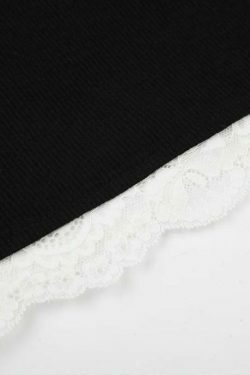 Contrast Lace Trim Cami Top - Y2K Fashion Aesthetic with Coquette and Grunge Style Elements