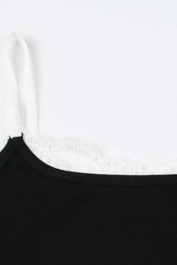 Contrast Lace Trim Cami Top - Y2K Fashion Aesthetic with Coquette and Grunge Style Elements