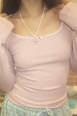 Contrast Lace Trim Slim Long Sleeve Knit - Y2K Fashion Aesthetic for Women