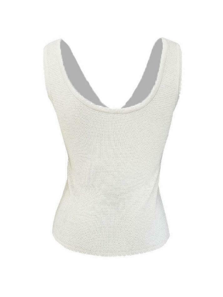 Contrast Stitch V-Neck Bow Tank Top - Y2K Fashion Aesthetic with Coquette and Grunge Style Contrast Stitch V-Neck Bow Tank Top - Y2K Fashion Aesthetic with Coquette and Grunge Style