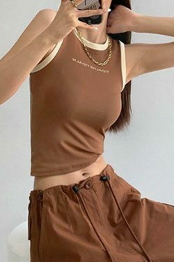 Contrast Trim Racer Back Tank Top - Y2K Fashion Aesthetic with Coquette Style and Grunge Vibes