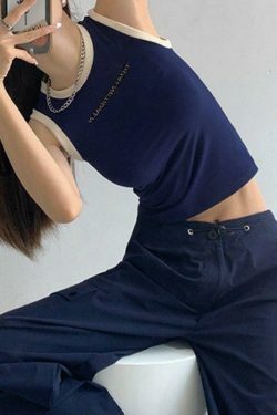 Contrast Trim Racer Back Tank Top - Y2K Fashion Aesthetic with Coquette Style and Grunge Vibes