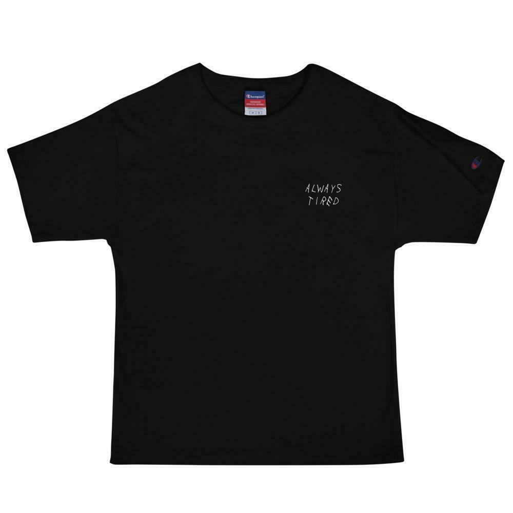 Coquette Aesthetic 'Always Tired' Tee by AFFICIAL x CHAMPION - Y2K Fashion Statement Coquette Aesthetic 'Always Tired' Tee by AFFICIAL x CHAMPION - Y2K Fashion Statement