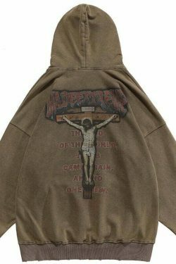 Coquette Aesthetic 'Redemption' Y2K Washed Hoodie for Women - Grunge Style Cargo Skirt Outfit