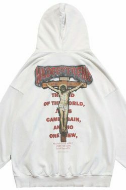 Coquette Aesthetic 'Redemption' Y2K Washed Hoodie for Women - Grunge Style Cargo Skirt Outfit