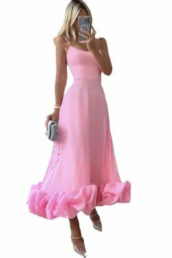 Coquette Aesthetic 3D Flower Midi Dress - Y2K Fashion Women's Clothing