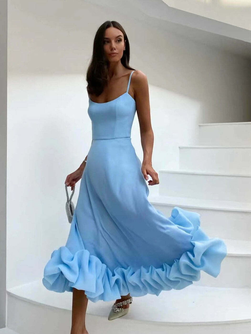 Coquette Aesthetic 3D Flower Midi Dress - Y2K Fashion Women's Clothing Coquette Aesthetic 3D Flower Midi Dress - Y2K Fashion Women's Clothing