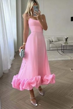 Coquette Aesthetic 3D Flower Midi Dress - Y2K Fashion Women's Clothing