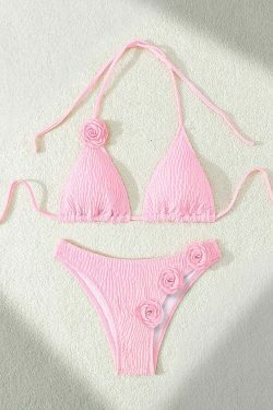 Coquette Aesthetic 3D Flower Swimsuit with Sexy Straps