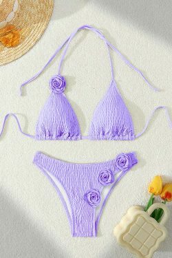 Coquette Aesthetic 3D Flower Swimsuit with Sexy Straps