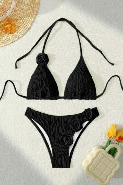 Coquette Aesthetic 3D Flower Swimsuit with Sexy Straps