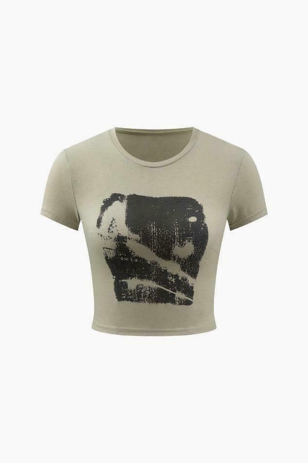 Coquette Aesthetic Abstract Graphic Crop T-Shirt for Y2K Fashion Enthusiasts Coquette Aesthetic Abstract Graphic Crop T-Shirt for Y2K Fashion Enthusiasts