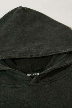 Coquette Aesthetic Acid Wash Hoodie with Fangs Applique - Y2K Fashion Statement