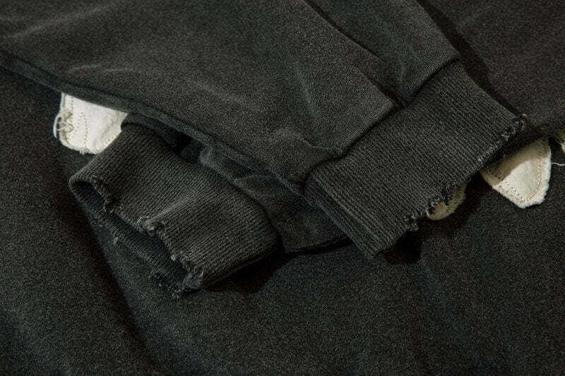 Coquette Aesthetic Acid Wash Hoodie with Fangs Applique - Y2K Fashion Statement Coquette Aesthetic Acid Wash Hoodie with Fangs Applique - Y2K Fashion Statement