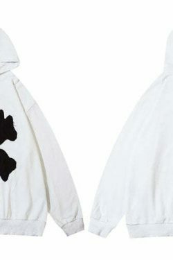 Coquette Aesthetic Acid Wash Hoodie with Fangs Applique - Y2K Fashion Statement