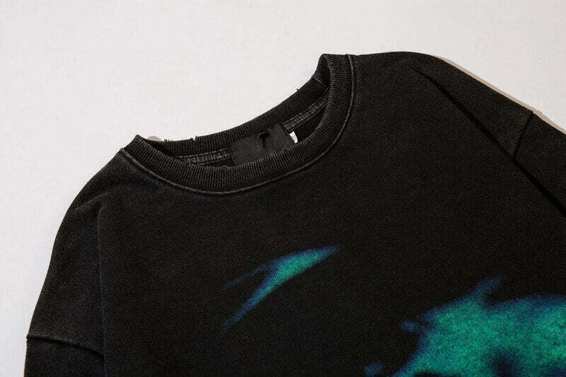 Coquette Aesthetic Acid Washed Sweatshirt with Shadow Graphic - Y2K Fashion Women's Clothing Coquette Aesthetic Acid Washed Sweatshirt with Shadow Graphic - Y2K Fashion Women's Clothing