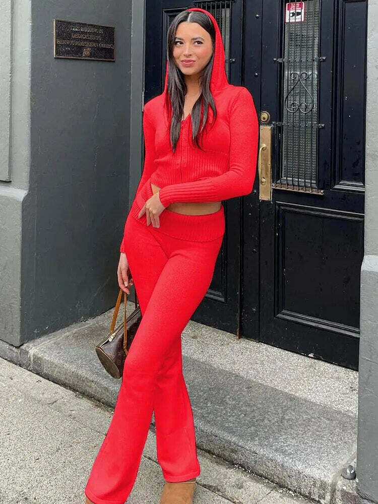 Coquette Aesthetic Alexandra Tracksuit Set - Y2K Fashion Hoodie & Cargo Skirt