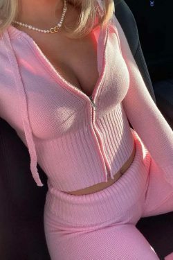 Coquette Aesthetic Alexandra Tracksuit Set - Y2K Fashion Hoodie & Cargo Skirt