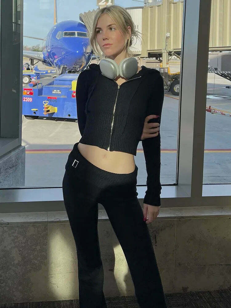 Coquette Aesthetic Alexandra Tracksuit Set - Y2K Fashion Hoodie & Cargo Skirt