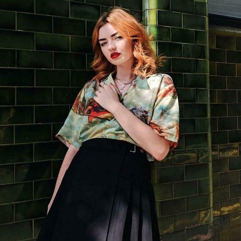 Coquette Aesthetic Angel Button Up Shirt - Y2K Fashion Women's Top for Grunge and Pastel Goth Style Coquette Aesthetic Angel Button Up Shirt - Y2K Fashion Women's Top for Grunge and Pastel Goth Style