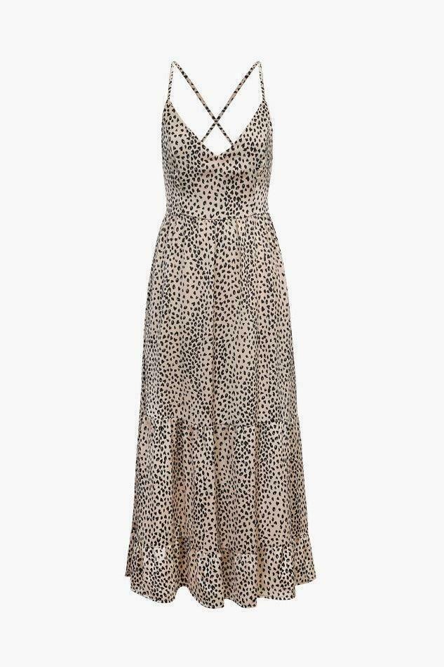 Coquette Aesthetic Animal Spot Print Maxi Dress with Tie Back - Y2K Fashion Statement Coquette Aesthetic Animal Spot Print Maxi Dress with Tie Back - Y2K Fashion Statement