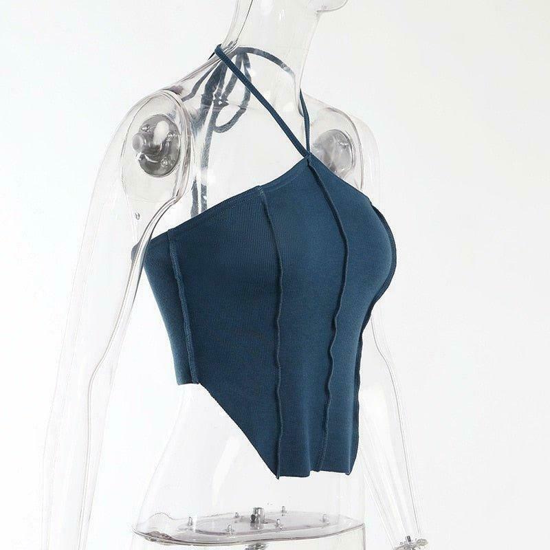 Coquette Aesthetic Ariel Halter Top - Y2K Fashion Grunge Style Cute Tops Pastel Goth Cargo Skirt