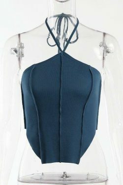 Coquette Aesthetic Ariel Halter Top - Y2K Fashion Grunge Style Cute Tops Pastel Goth Cargo Skirt