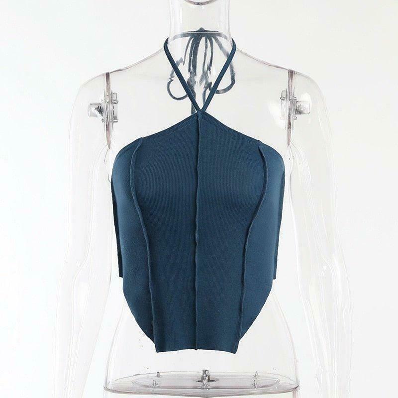 Coquette Aesthetic Ariel Halter Top - Y2K Fashion Grunge Style Cute Tops Pastel Goth Cargo Skirt