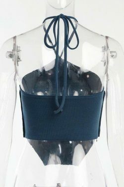 Coquette Aesthetic Ariel Halter Top - Y2K Fashion Grunge Style Cute Tops Pastel Goth Cargo Skirt