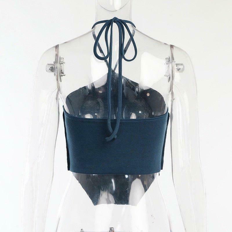 Coquette Aesthetic Ariel Halter Top - Y2K Fashion Grunge Style Cute Tops Pastel Goth Cargo Skirt