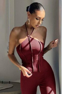 Coquette Aesthetic Ariel Halter Top - Y2K Fashion Grunge Style Cute Tops Pastel Goth Cargo Skirt