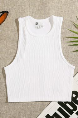 Coquette Aesthetic Arlo Rib-Knit Tank - Y2K Fashion Top with Grunge Style & Pastel Goth Vibes