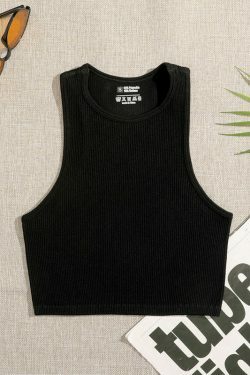 Coquette Aesthetic Arlo Rib-Knit Tank - Y2K Fashion Top with Grunge Style & Pastel Goth Vibes