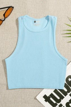 Coquette Aesthetic Arlo Rib-Knit Tank - Y2K Fashion Top with Grunge Style & Pastel Goth Vibes