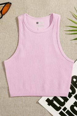 Coquette Aesthetic Arlo Rib-Knit Tank - Y2K Fashion Top with Grunge Style & Pastel Goth Vibes