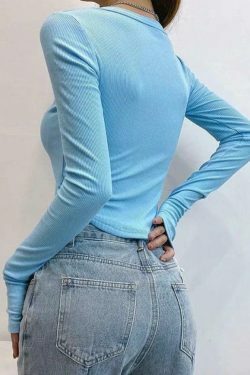 Coquette Aesthetic Asymmetric Button Front Knit Crop Top